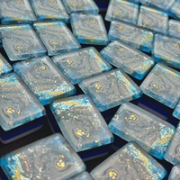 Ensemble de Mahjong Américain de Luxe Moderne en Acrylique et Cristal, 160 Pièces, Écologique, Durable, Tuiles Mystérieuses Thème Mer, Table de Mahjong