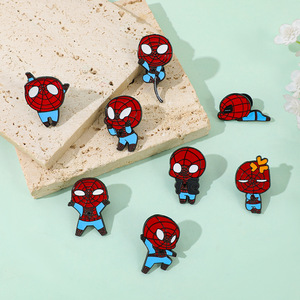 Broche de col créative en alliage électroplaqué émaillé, motif <span class=keywords><strong>Spider</strong></span>-<span class=keywords><strong>Man</strong></span> de dessin animé, avec technique d'huile coulante, personnage de super-héros - Product Image 3