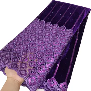 NIAI Sequin Tissu Brodé 5 Yards Velours De Mariage avec Des Pierres Tissus De Lacets Pour La Fête De La Femme