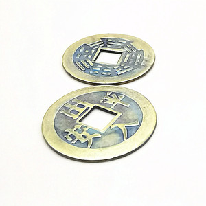 Pièces de monnaie en bronze antique de 23 mm de diamètre, répliques de caractères chinois, cadeau porte-bonheur, objet de collection culturel, bijou - Product Image 5