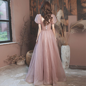 Women's Evening Gown Pink A-Line Empire Waist Sweetheart Neckline Organza Long Dress For Formal Events - Product Image 4