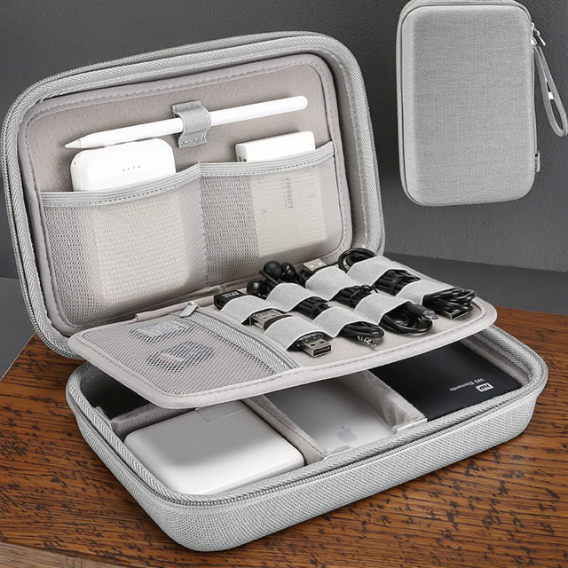 EVA Hard Shell Power Adapter Charger Bag Cable Mobile Power Case for Mouse Apple Pencil USB Flash Drive SD Card Portable Box