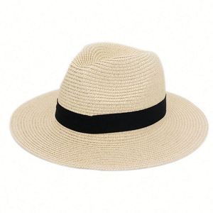 Custom Womens <b>Mens</b> Wide Brim Panama Fedora Summer Beach <b>Sun</b> Upf Straw <b>Hat</b> for Women Sombrero De Paja - Product Image 2