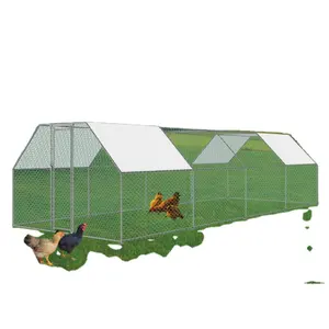 3x8m Walk in Run for Poultry Dog Rabbit With No Gap Metal Door Free Fabric Roof Cover