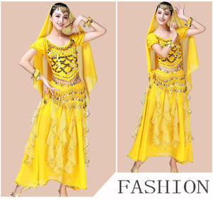 Ensemble de vêtements de <span class=keywords><strong>danse</strong></span> du ventre indienne Bollywood <span class=keywords><strong>classique</strong></span> pour femmes, manches longues, pantalon rotatif, imprimé numérique - Product Image 3