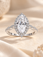Bague en moissanite taille marquise en argent sterling 925, géométrique, pour femme, pour fiançailles et mariage