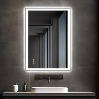 Miroir de courtoisie rectangulaire moderne à LED pour salle de bain avec éclairage avant, anti-buée, incassable, éclairage mural, 3 miroirs intelligents pour hôtels