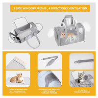 Sac de transport souple pour chat et chiot jusqu'à 15 lb, approuvé par les compagnies aériennes, pliable avec bande réfléchissante
