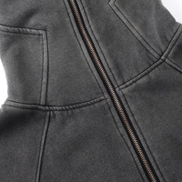 Sweat à capuche personnalisé à capuche intégrale, coupe ample, vintage, uni, délavé à l'acide, fermeture éclair intégrale