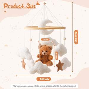 Mobile <span class=keywords><strong>de</strong></span> berceau pour bébé Bear Cloud, fait main, en fourrure, mobile <span class=keywords><strong>de</strong></span> chambre d'enfant unisexe, jouet suspendu pour la décoration <span class=keywords><strong>de</strong></span> la chambre d'enfant - Product Image 5