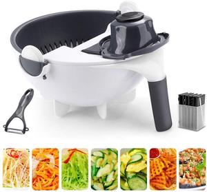 Cortador de Verduras, Picador de Alimentos, Cortador de Cebolla y Vegetales con Cuchillas Intercambiables Multifuncionales, Rallador de Queso - Product Image 3