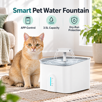 Fontaine à eau intelligente pour animaux de compagnie CE FCC RoHS OEM ODM pour chats et chiens, 3,5 L, 3 W, 0-220 L/h, avec filtre en résine de fibre de carbone activée, contrôle par application