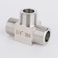 Té en acier inoxydable 304L 3 voies 1 "en forme de T épaissi à haute pression connecteur de raccord de tuyau en T mâle égal