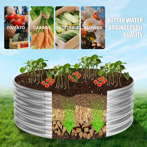 เตียงยกสูงทำจากเหล็กชุบสังกะสีทรงกลมกล่องปลูกต้นไม้กลางแจ้งสำหรับปลูกผักทำสวน - Product Image 6