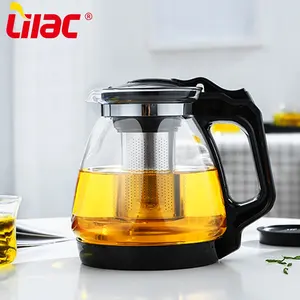 Lilac BSCI SGS LFGB 304 lớn bằng thép không gỉ trà dốc Infuser ngươi Bộ 6 cốc cốc và Bộ ấm trà thủy tinh