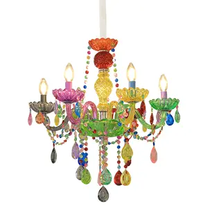 factory Outlet Nordic colorful crystal chandelier children's room bedroom lamp creative outdoor wedding decoration candle lights