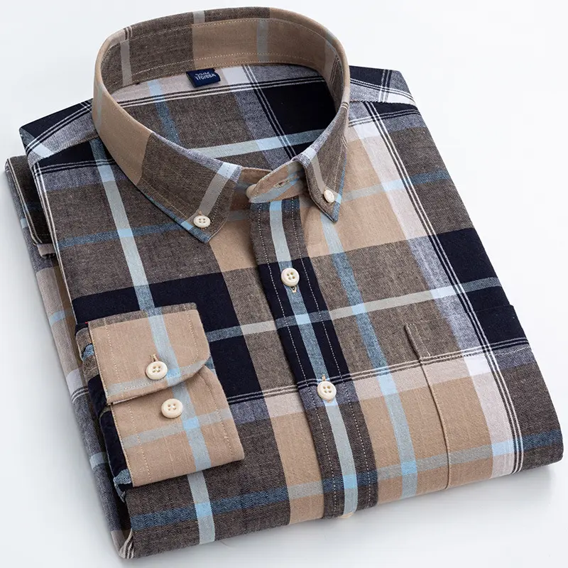 2023 Large new men's long-sleeved cotton linen shirt washed Korean version slim fitting fashion dress shirt for men