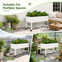 Jardinière mobile rectangulaire en acier galvanisé ondulé avec roues, revêtement poudré, pour culture extérieure – Vente en gros