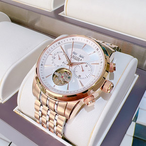 Reloj Mecánico Automático para Hombre Carole, Calendario Perpetuo, Correa de Cuero Genuino, Acero Inoxidable, Resistente al Agua 5ATM - Product Image 3