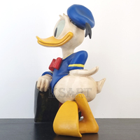 Boîte à bagages noire vintage avec statue de Donald Duck-Sculpture artisanale en résine de dessin animé pour la décoration de la maison