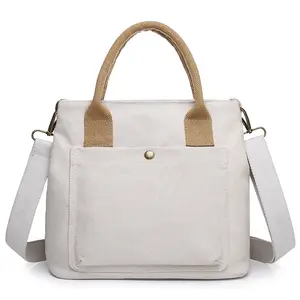 Handbag tote bag canvas premium,personalized sublimation white canvas tote bag with zip
