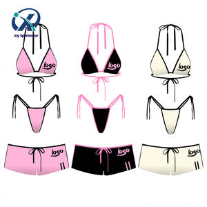Spor stil Clashing mayo üreticisi kadın çevre dostu <span class=keywords><strong>Bikini</strong></span> özel Logo <span class=keywords><strong>Bikini</strong></span> şort 3 parça <span class=keywords><strong>Set</strong></span> - Product Image 1