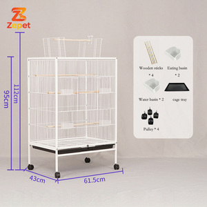 Cage à oiseaux en métal durable anti-corrosion améliorée avec <span class=keywords><strong>poulie</strong></span> pratique et étagère inférieure pour perroquets - Product Image 2