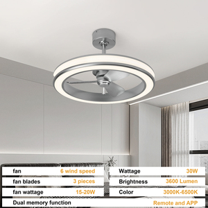 Ventilador de Techo Silencioso Plateado de 25 Pulgadas con Luz LED Regulable de 3 Colores, 6 Velocidades, Control Remoto y por Aplicación para Dormitorio - Product Image 6