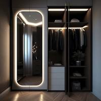 GAMSUNG Armoire dressing moderne en acier inoxydable avec portes vitrées, durable, étanche et résistante à la corrosion