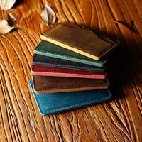 Dompet Kartu Kredit Kulit Minimalis Vintage MARRANT, Kulit Asli Crazy Horse, Tempat Kartu Kulit Pria