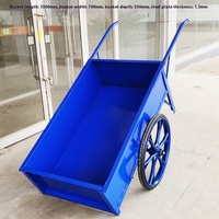 Vente en gros, chariot à godet carré avec pneus pleins gonflables à deux roues, chariots industriels miniers OEM à poussée manuelle personnalisables