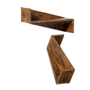 Custom wall-mounted wooden <b>shelf</b> for storing condiments and organizing bottles; solid wood <b>hook</b> rack. - Product Image 3