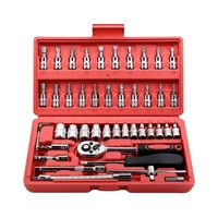 Vente directe d'usine, outils à main robustes de qualité supérieure, kit de réparation automobile de 46 pièces, jeu de clés à douilles, boîte en plastique, Tooljoy