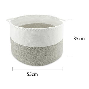 बड़े पर्यावरण के अनुकूल कपास रस्सी कपड़े भंडारण टोकरी कस्टम तह आयोजक बुना हुआ कपड़े भंडारण टोकरी बहुकार्य - Product Image 2