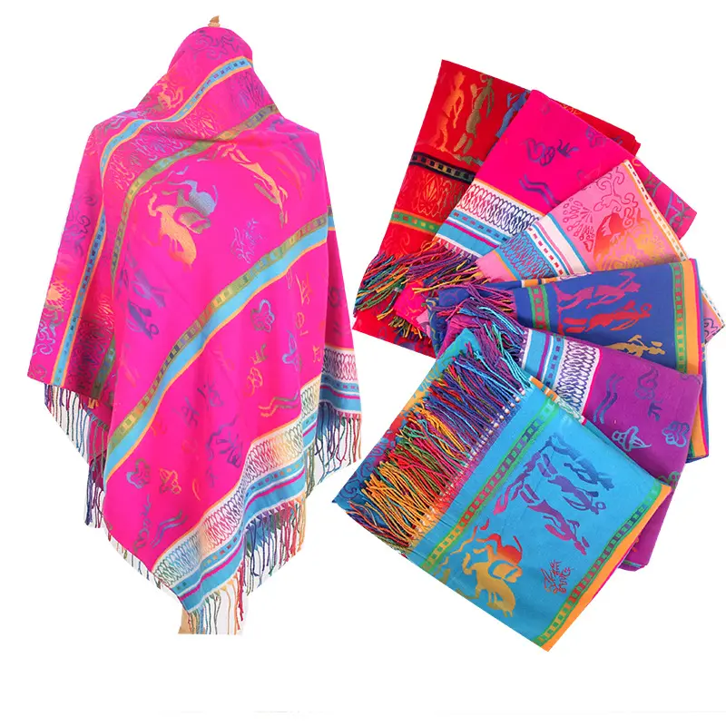 Bufanda colorida de estilo étnico para mujer, chal de la India, nepalí, capa grande cuadrada