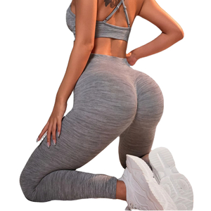 Leggings de sport sans couture respirants pour femme, taille haute, effet push-up, dos en V, pantalon de gym, finition délavée, extensible, pour le yoga - Product Image 1