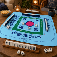 Alas Mahjong Amerika Cetak Sublimasi Bulat Anti Selip Tahan Air Alas Karet Mewah Alas Meja Mahjong Bundar Alas Permainan