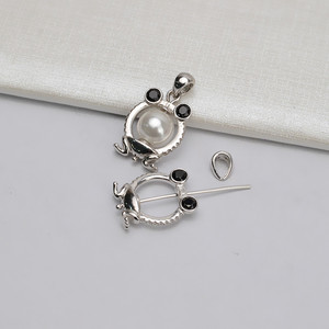 จี้เงินแท้ S925 รูปกบ ทำมือ สำหรับทำสร้อยคอรูปสัตว์  พร้อมรูร้อยไข่มุกขนาด 8-8.5 มม.  อุปกรณ์เสริมสำหรับผู้หญิง 580 - Product Image 3