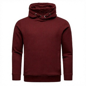 Sweat-shirt à capuche bordeaux pour homme, coupe oversize, couleur unie, décontracté, en molleton bouclette, manches longues, avec poche, hiver, service OEM - Product Image 4