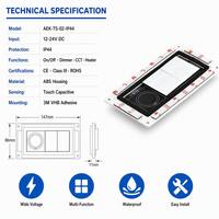 Interrupteur de commande pour miroir de salle de bain 12V/24V DC, dégivrage automatique 60S, arrêt automatique, IP44, double touche tactile, gradation CCT, capteur 60-120W