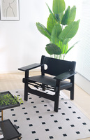 Fauteuil lounge surdimensionné en bois Baisheng, capitonné en cuir véritable, ergonomique, écologique, style nordique moderne, pour hôtel et salon