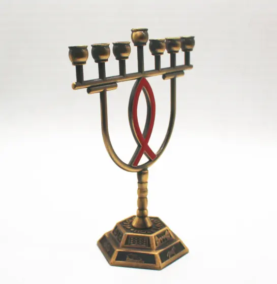 캔들 홀더 Menorah 금속 촛대 캔들 홀더 황동 7 지점 12 부족