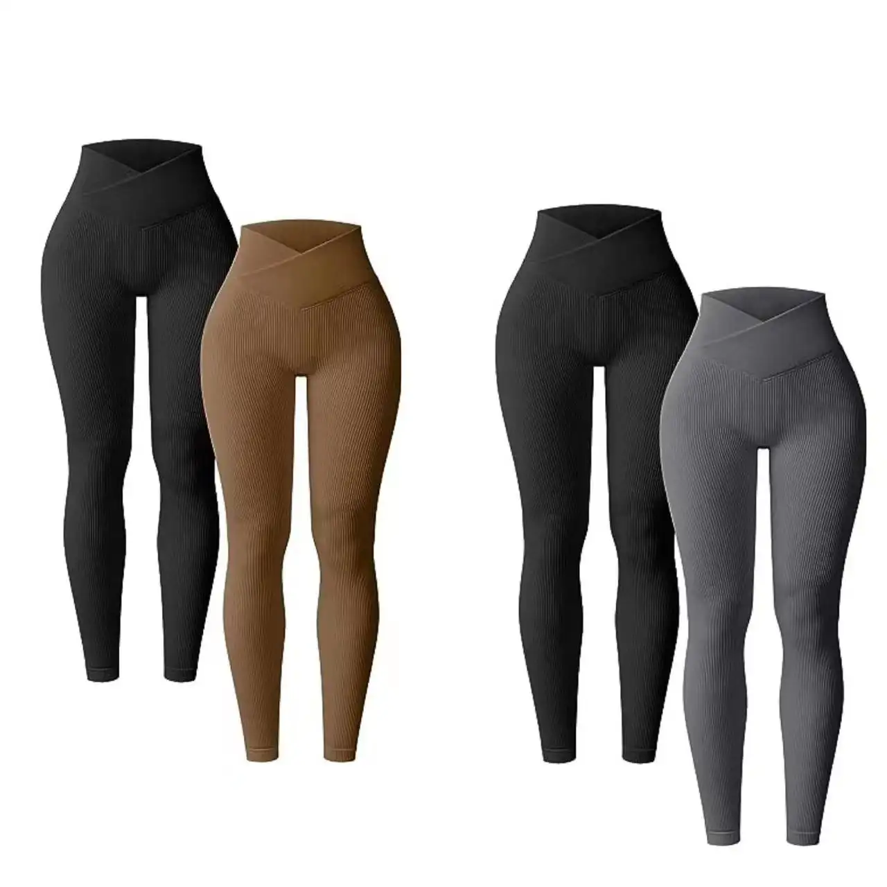 Pantalones Para mujer thường Polyester Spandex gân V eo Skinny Yoga scrunch mông legging quần cho phụ nữ 2023