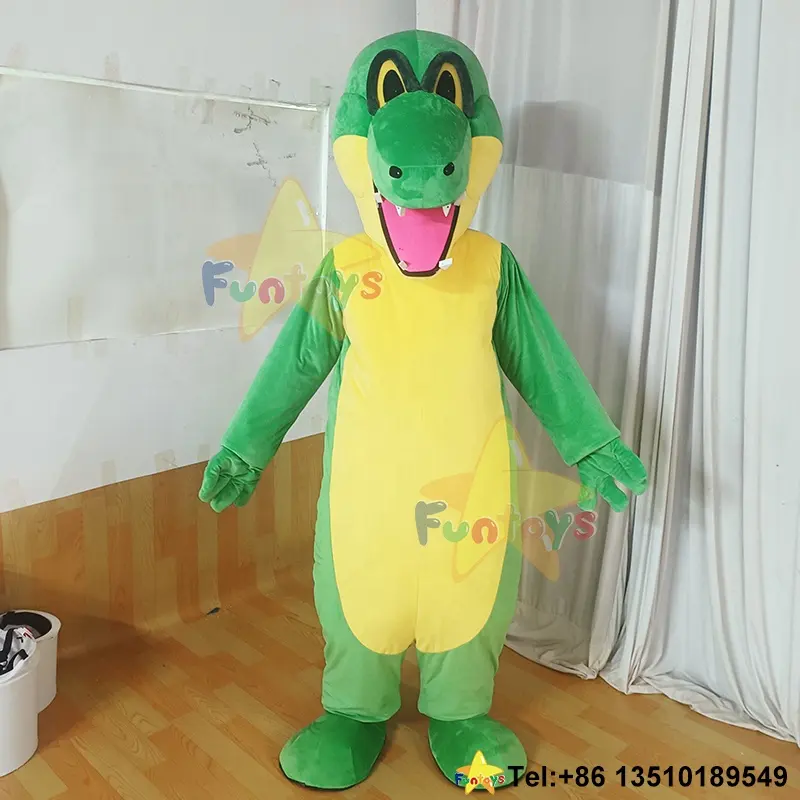 Funtoys personalizado adulto verde cocodrilo mascota disfraz monstruo felpa Fursuit Navidad vestido Halloween fiesta Carnaval