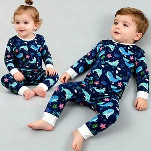 Ventes en gros de vêtements pour bébés nouveau-nés, ensembles de vêtements pour bébés nouveau-nés imprimés d'animaux mignons, pyjamas à manches longues, barboteuse en bambou pour bébés, ensemble de vêtements pour bébés - Product Image 1