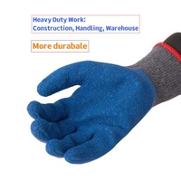 Gants de sécurité en polycoton Snell EN388 2132X 10G bleus avec paume enduite de latex gaufré pour l'automobile, la construction et la logistique