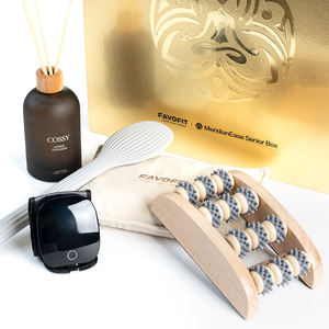 Planche de massage des pieds en acier inoxydable et bois écologique, rouleau de massage, compresse chaude, manomètre de pression au poignet, coffret cadeau - Product Image 4