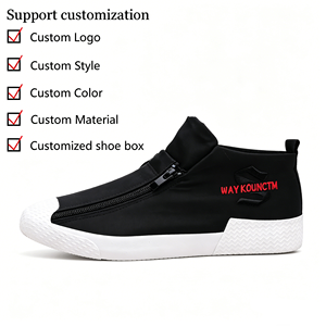 Zapatos Casuales de Tela Elástica para Hombre, Primavera/Verano, Diseño Moderno con Doble Cremallera, Transpirables, Tipo Espadrille, con Masajeadores - Product Image 1