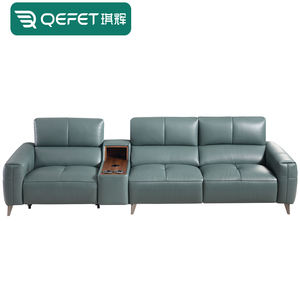 أريكة مضغوطة زاوية حديثة قابلة للتخصيص 3 مقاعد زرقاء مع أثاث جلد حقيقي - Product Image 2