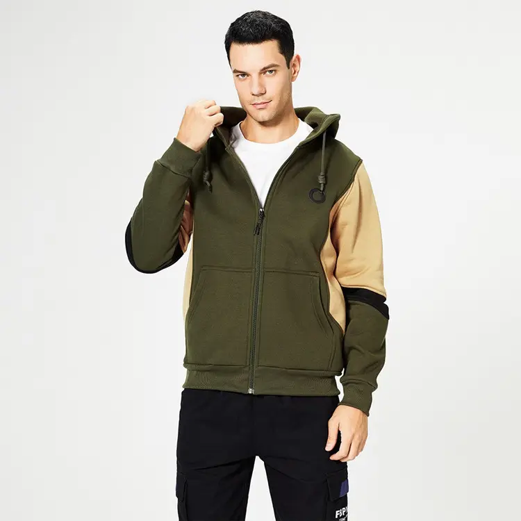 Customize High Quality Men's Sweater Street Multicolor Contrast Sports Men's Zip Hoodie